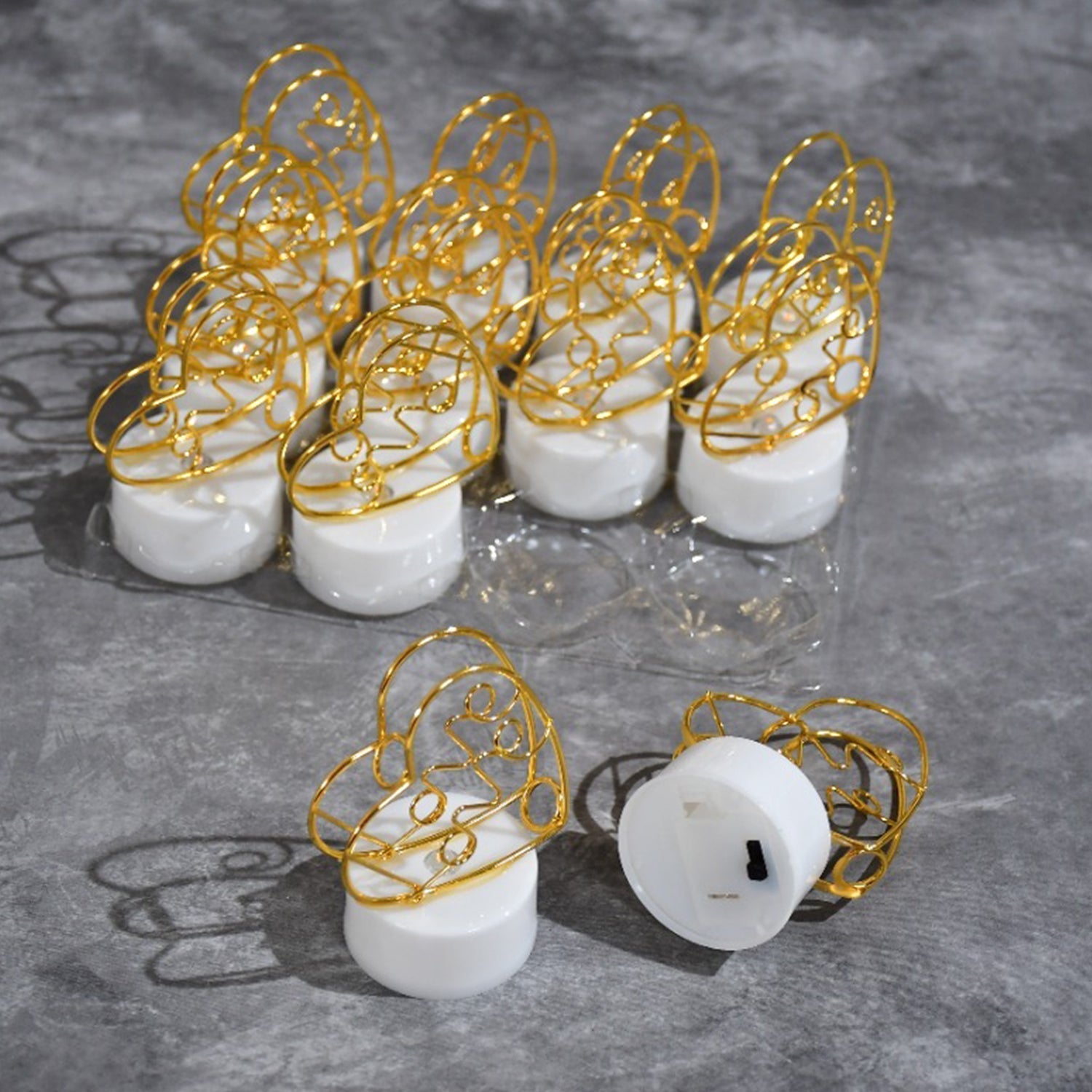 Set of 12 Multicolor Flameless Heart Candles for Decoration - infinityexculsivestore.com