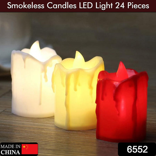 Set of 24 Multicolor Flameless Melted Design Candles for Decoration - infinityexculsivestore.com