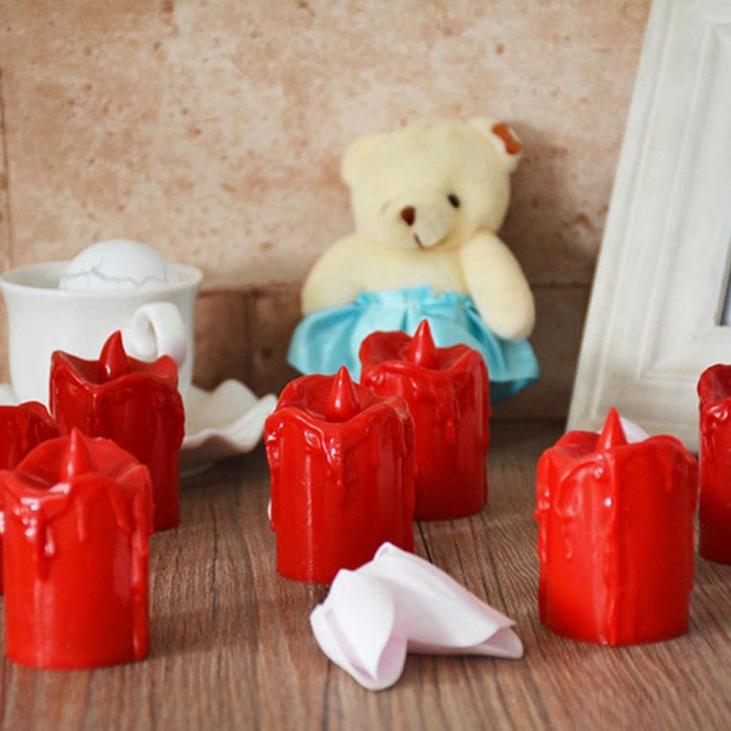 Set of 24 Multicolor Flameless Melted Design Candles for Decoration - infinityexculsivestore.com