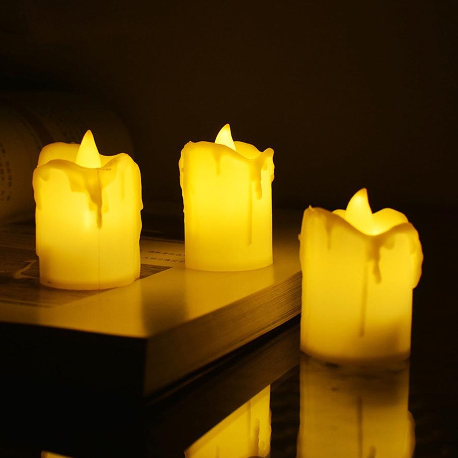 Set of 24 Multicolor Flameless Melted Design Candles for Decoration - infinityexculsivestore.com