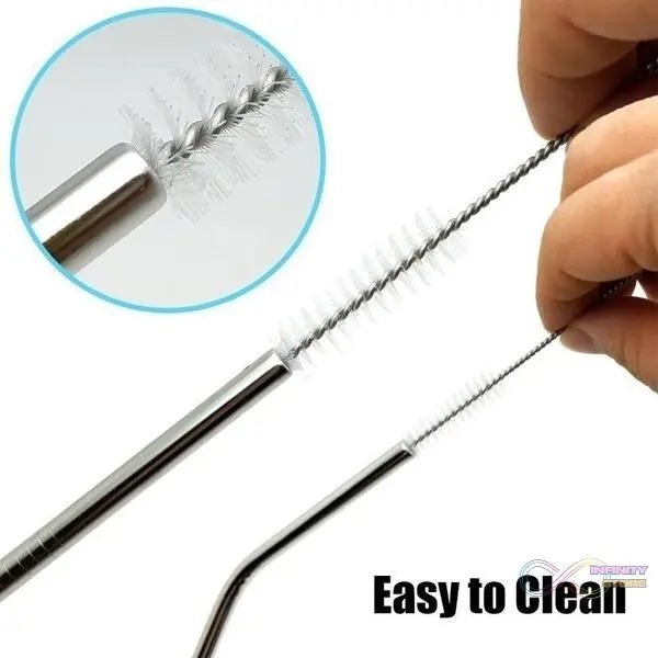 Set of 4 Stainless Steel Straws & Brush (2 Straight straws, 2 Bent straws, 1 Brush) - infinityexculsivestore.com