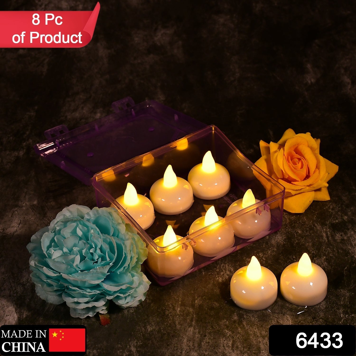 Set of 8Pcs With transparent box. Flameless Floating Candles Battery Operated Tea Lights Tealight Candle - Decorative, Wedding. - infinityexculsivestore.com