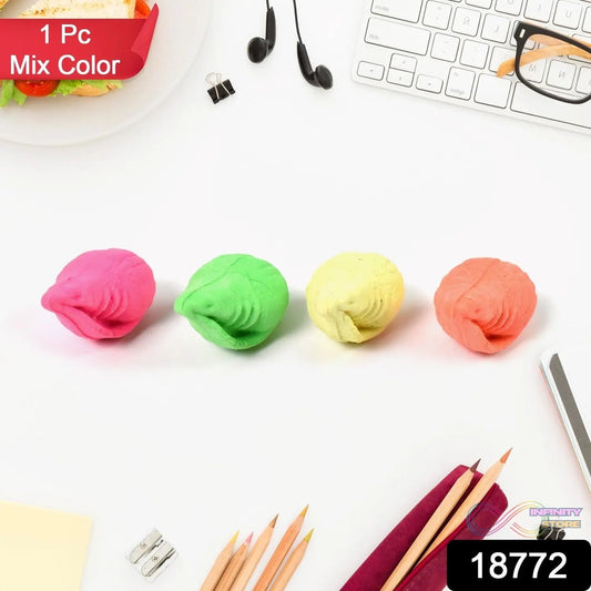 Shankh Shape Eraser Rubber (1 Pc / Mix Colour & Design) - infinityexculsivestore.com