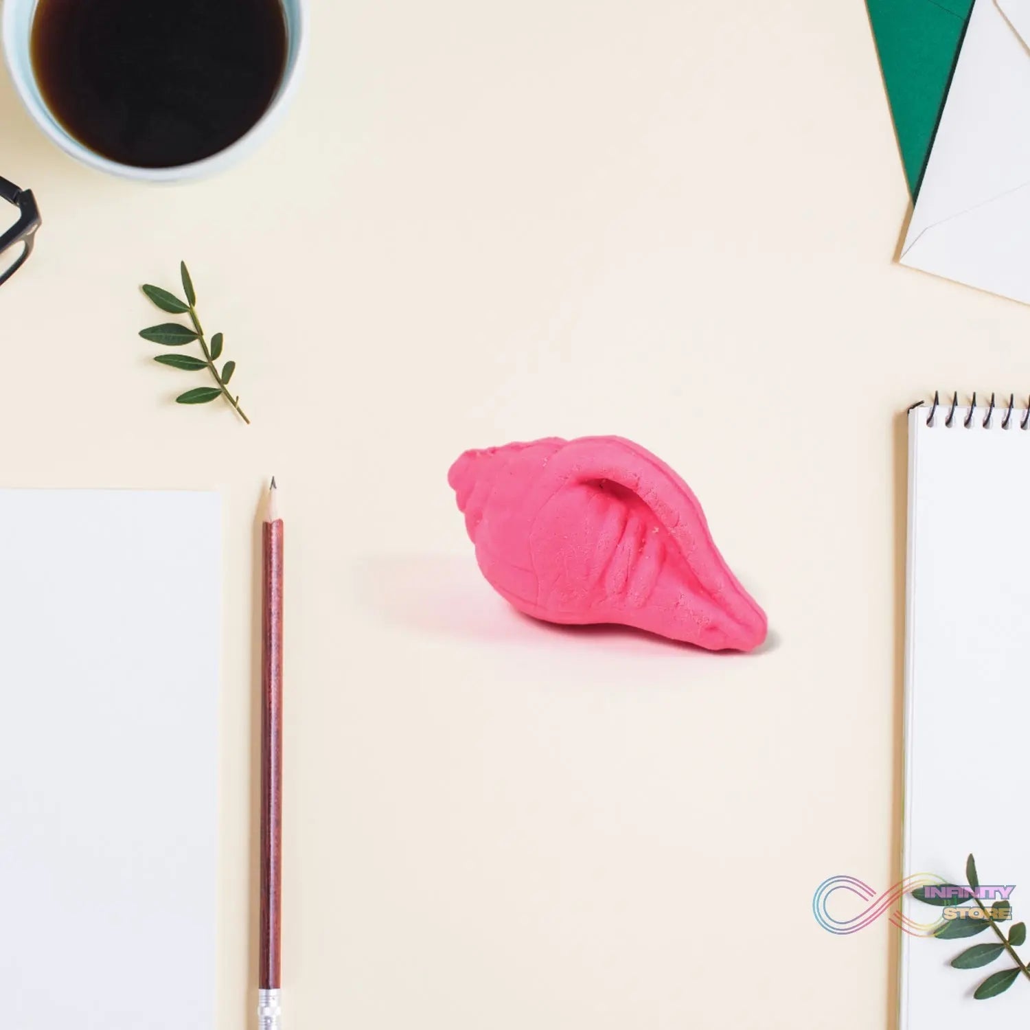 Shankh Shape Eraser Rubber (1 Pc / Mix Colour & Design) - infinityexculsivestore.com