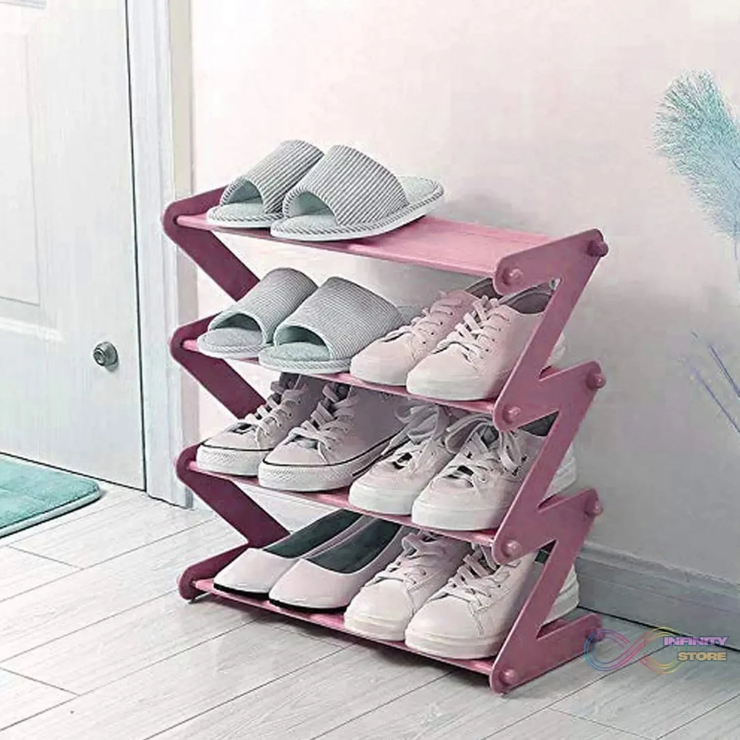 Shoe Rack Z - Shaped Four Layer (1 Pc / 4 Layer) - infinityexculsivestore.com