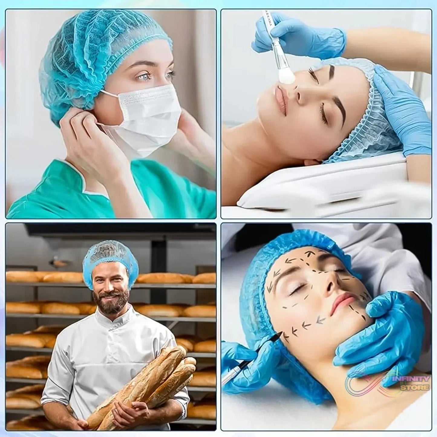 Shower Cap, Waterproof Disposable Shower Cap, 100 Pieces - infinityexculsivestore.com