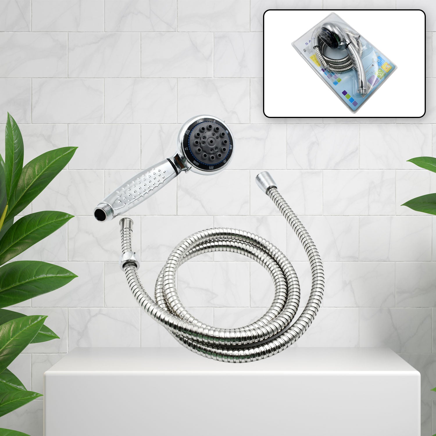 Shower Head and Stainless Steel Hose Multi - Function Plastic High Pressure Shower Spray for Bathroom - infinityexculsivestore.com