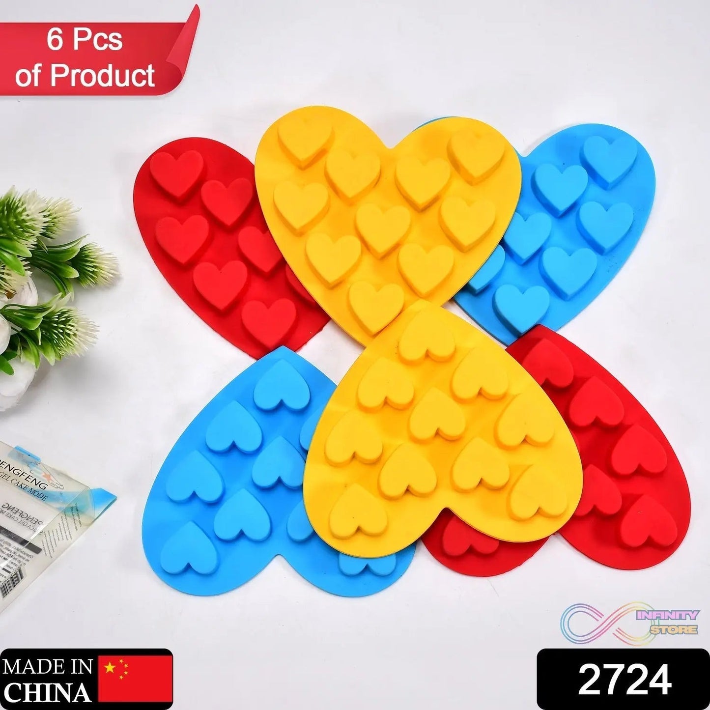 Silicon 10 Cavity Heart Shape Design Chocolate Mould Ice, Jelly Candy Mould - infinityexculsivestore.com