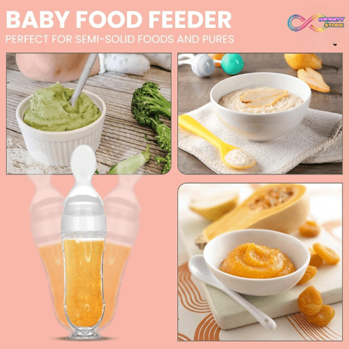 Silicone Baby Feeding Bottle with Spoon - infinityexculsivestore.com