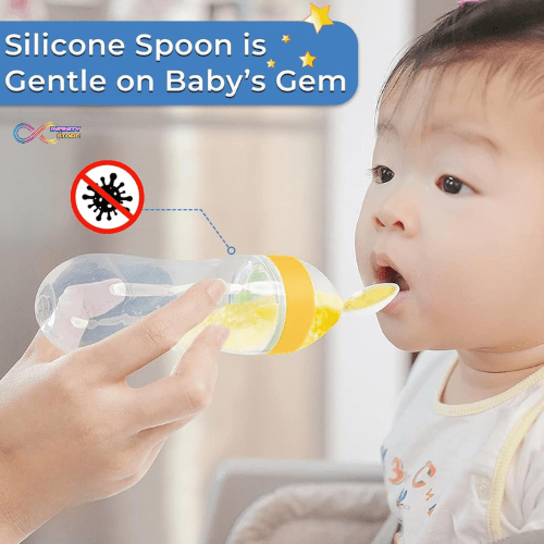 Silicone Baby Feeding Bottle with Spoon - infinityexculsivestore.com