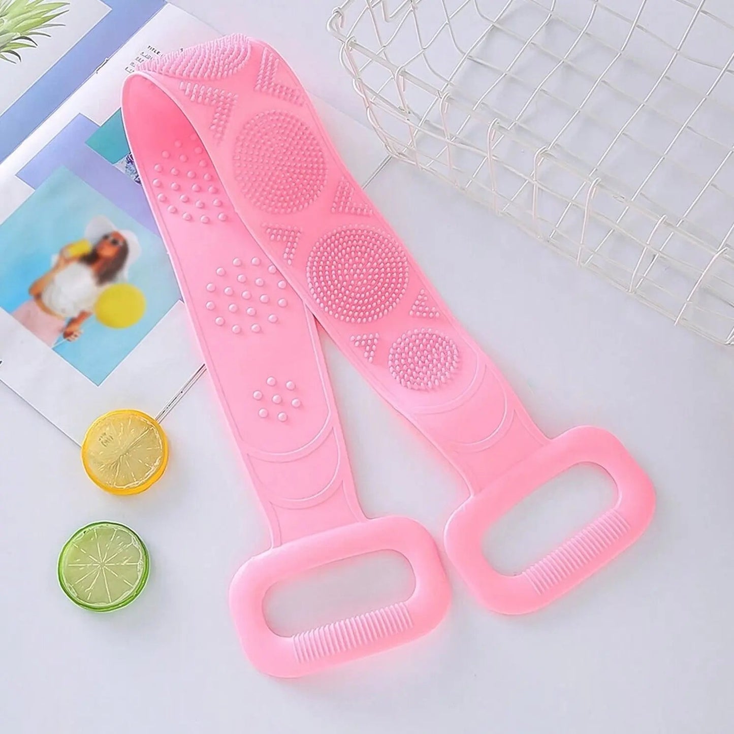 Silicone Body Back Scrubber Double Side Bathing Brush for Skin Deep Cleaning Massage, Dead Skin Removal (122 Gm | medium Size /1pc) - infinityexculsivestore.com