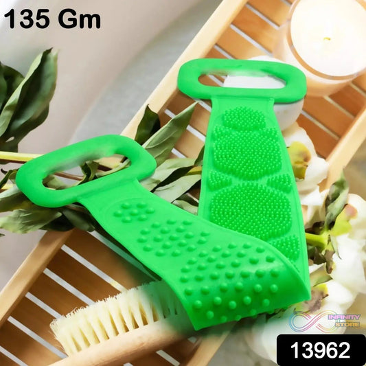 Silicone Body Back Scrubber Double Side Bathing Brush for Skin Deep Cleaning Massage, Dead Skin Removal (135 Gm | Big Size / 1pc) - infinityexculsivestore.com