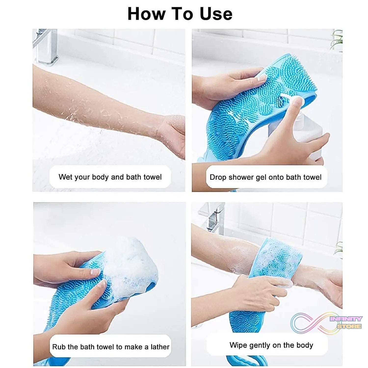 Silicone Body Back Scrubber Double Side Bathing Brush for Skin Deep Cleaning Massage, Dead Skin Removal (77 Gm | Small Size / 1pc) - infinityexculsivestore.com