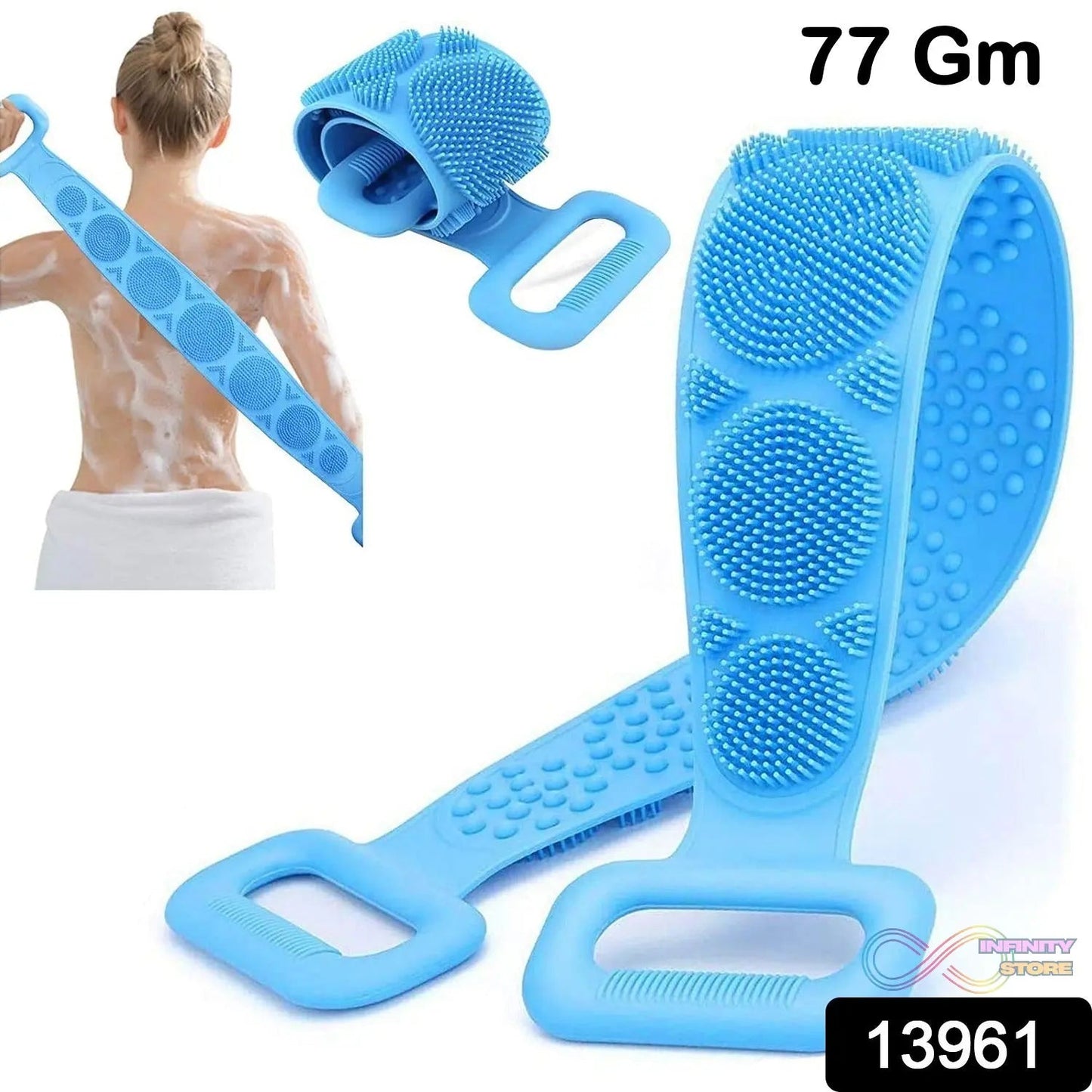 Silicone Body Back Scrubber Double Side Bathing Brush for Skin Deep Cleaning Massage, Dead Skin Removal (77 Gm | Small Size / 1pc) - infinityexculsivestore.com