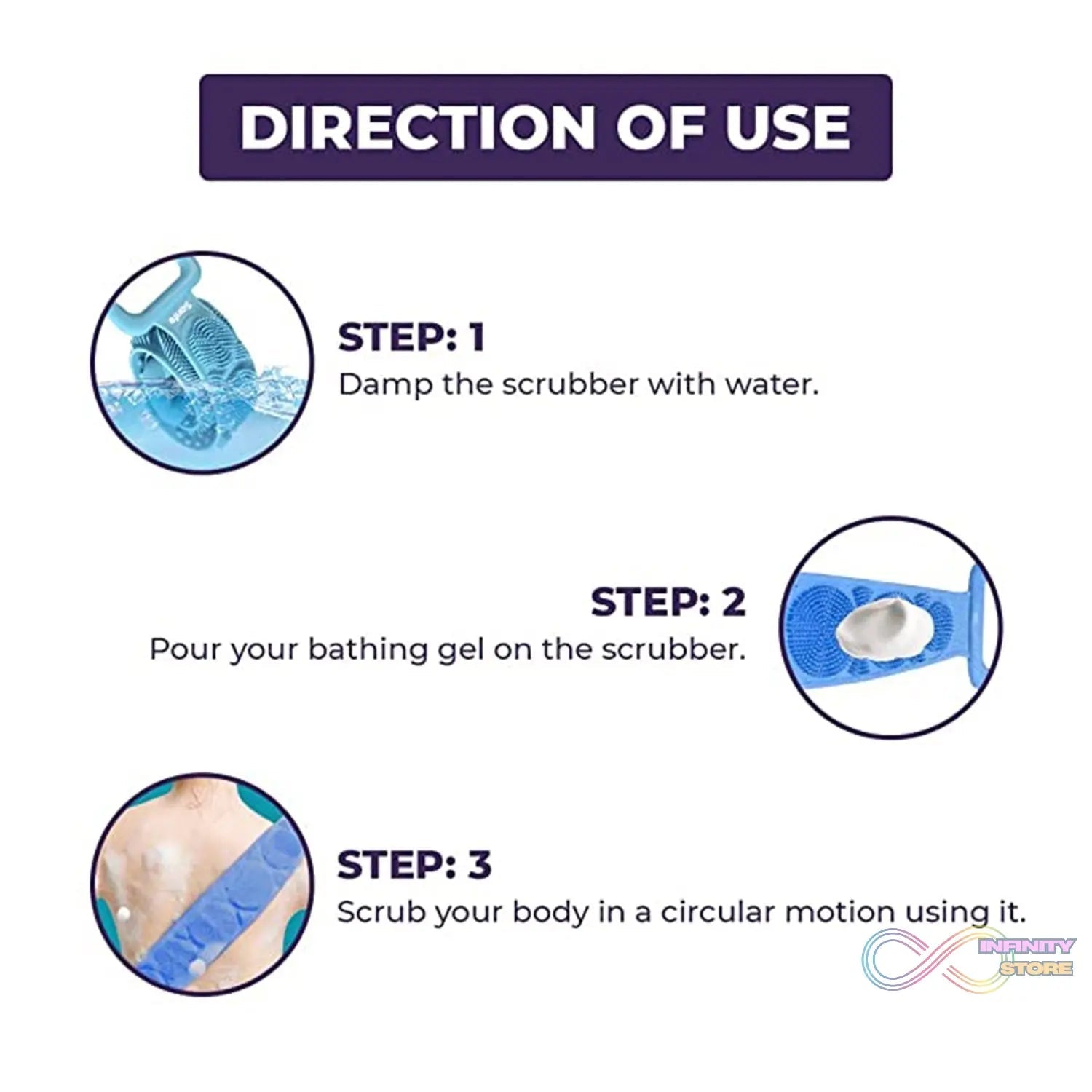 Silicone Body Back Scrubber, Double Side Bathing Brush for Skin Deep Cleaning Massage. - infinityexculsivestore.com