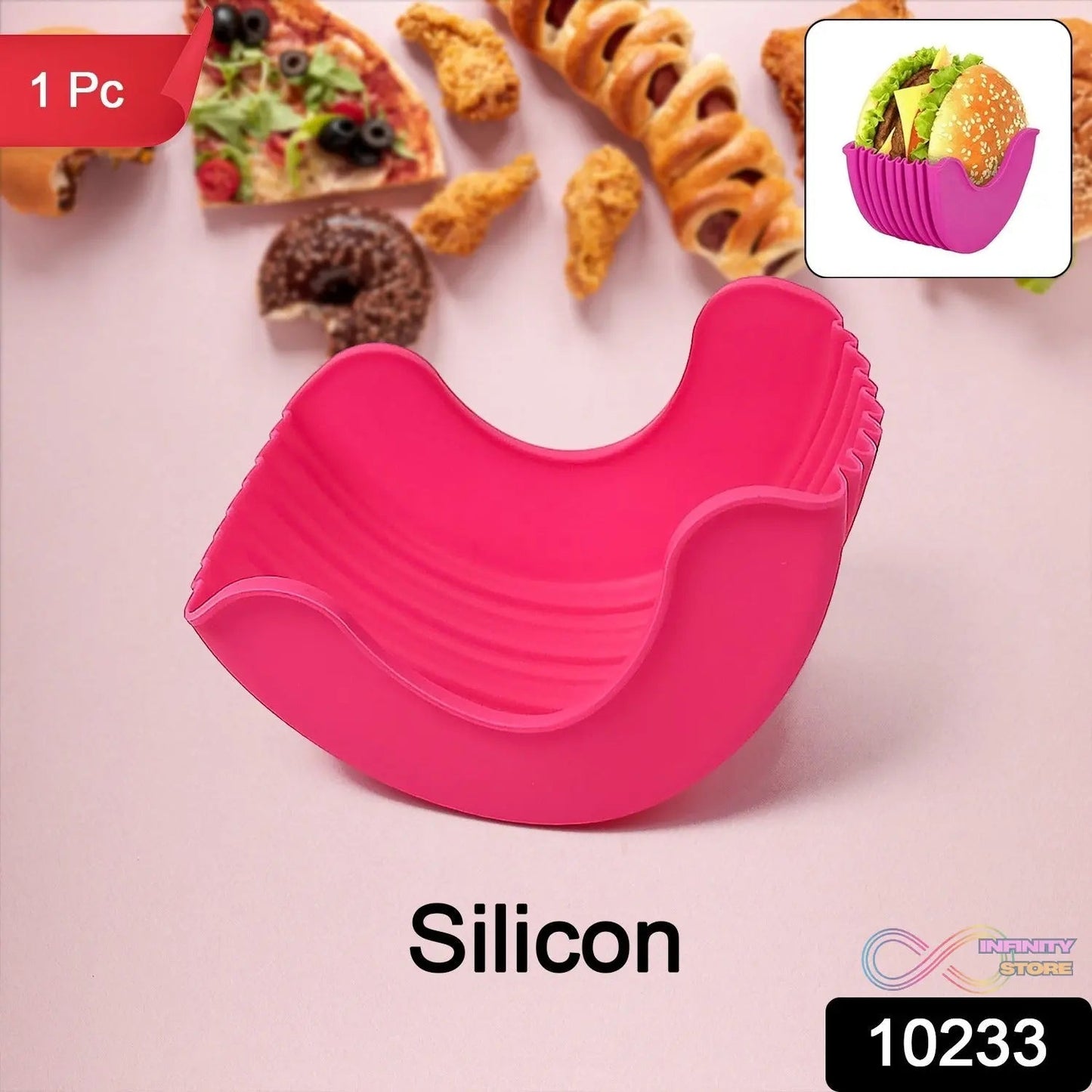 Silicone Burger Holder Snack Holder Reusable Burger Holder - infinityexculsivestore.com