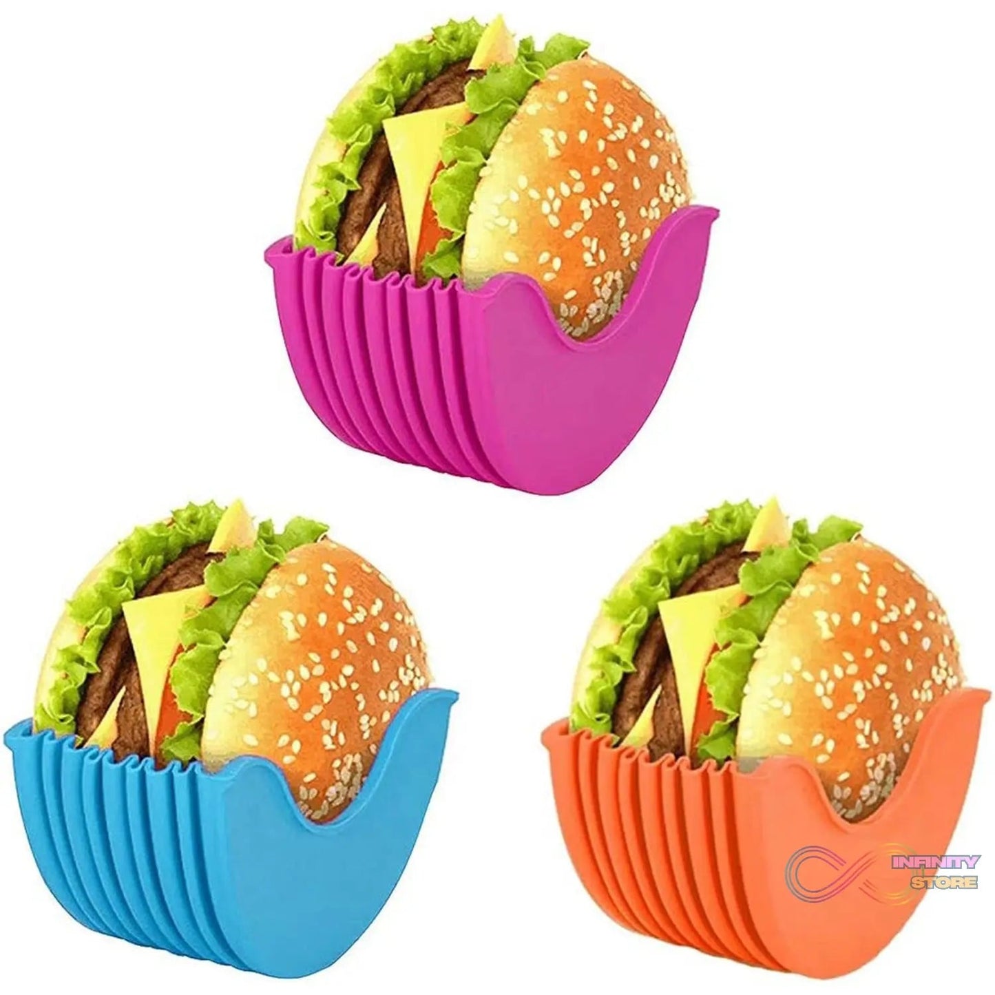 Silicone Burger Holder Snack Holder Reusable Burger Holder - infinityexculsivestore.com