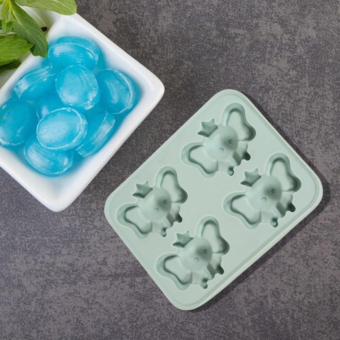 Silicone Cartoon Shape 4 Grid Ice Cube Tray Ice Cube Molds Trays Small Cubes Tray For Fridge, Flexible Silicon Ice Tray (1 pc) - infinityexculsivestore.com