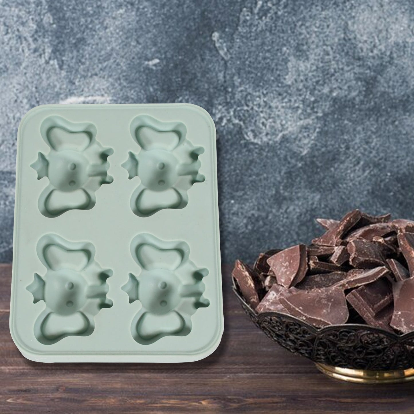 Silicone Cartoon Shape 4 Grid Ice Cube Tray Ice Cube Molds Trays Small Cubes Tray For Fridge, Flexible Silicon Ice Tray (1 pc) - infinityexculsivestore.com
