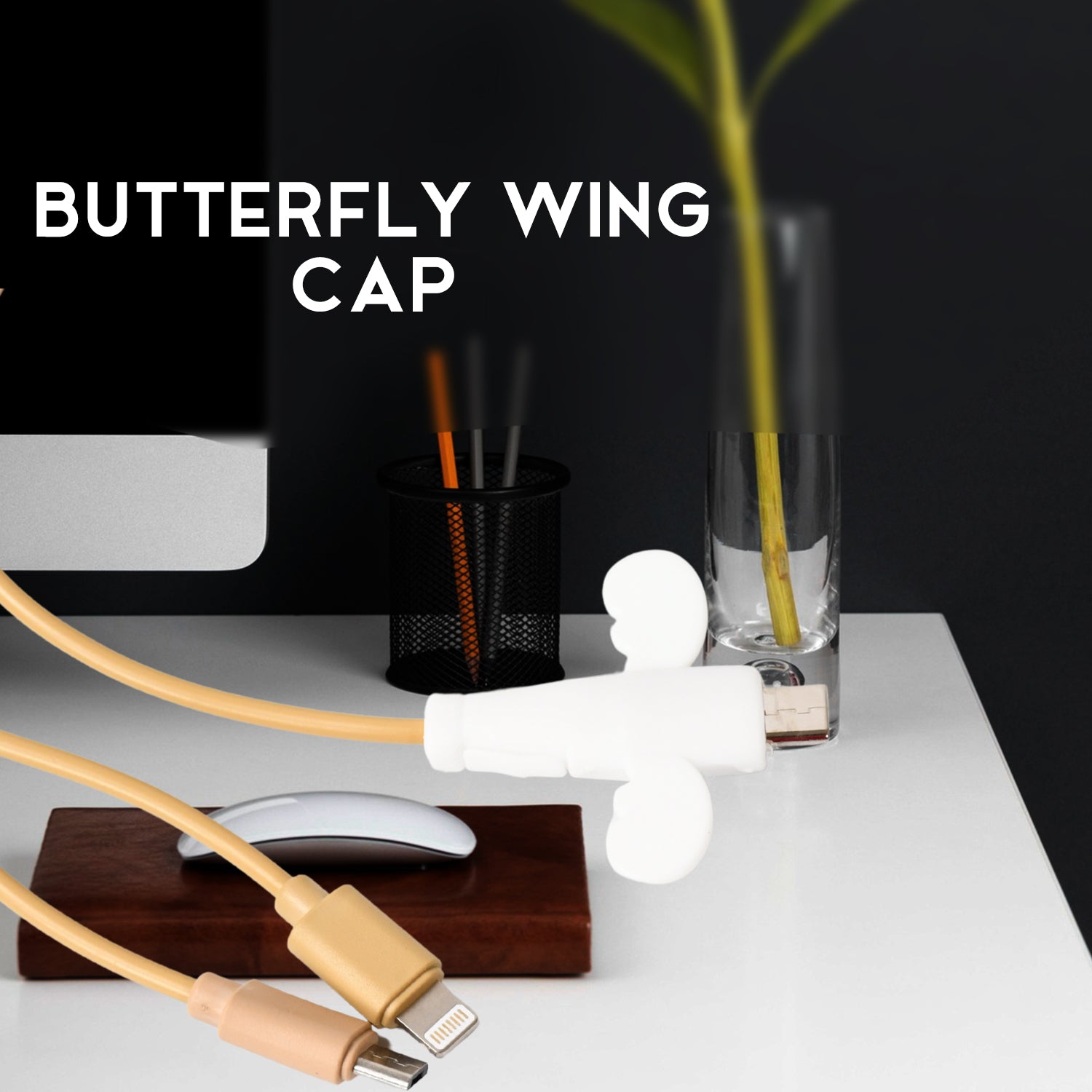 Silicone Data Cable Protector, Angel Data Cable Protective Cover, 2 in 1 Mobile Phone Cord Cord Saver Storage Tool - infinityexculsivestore.com