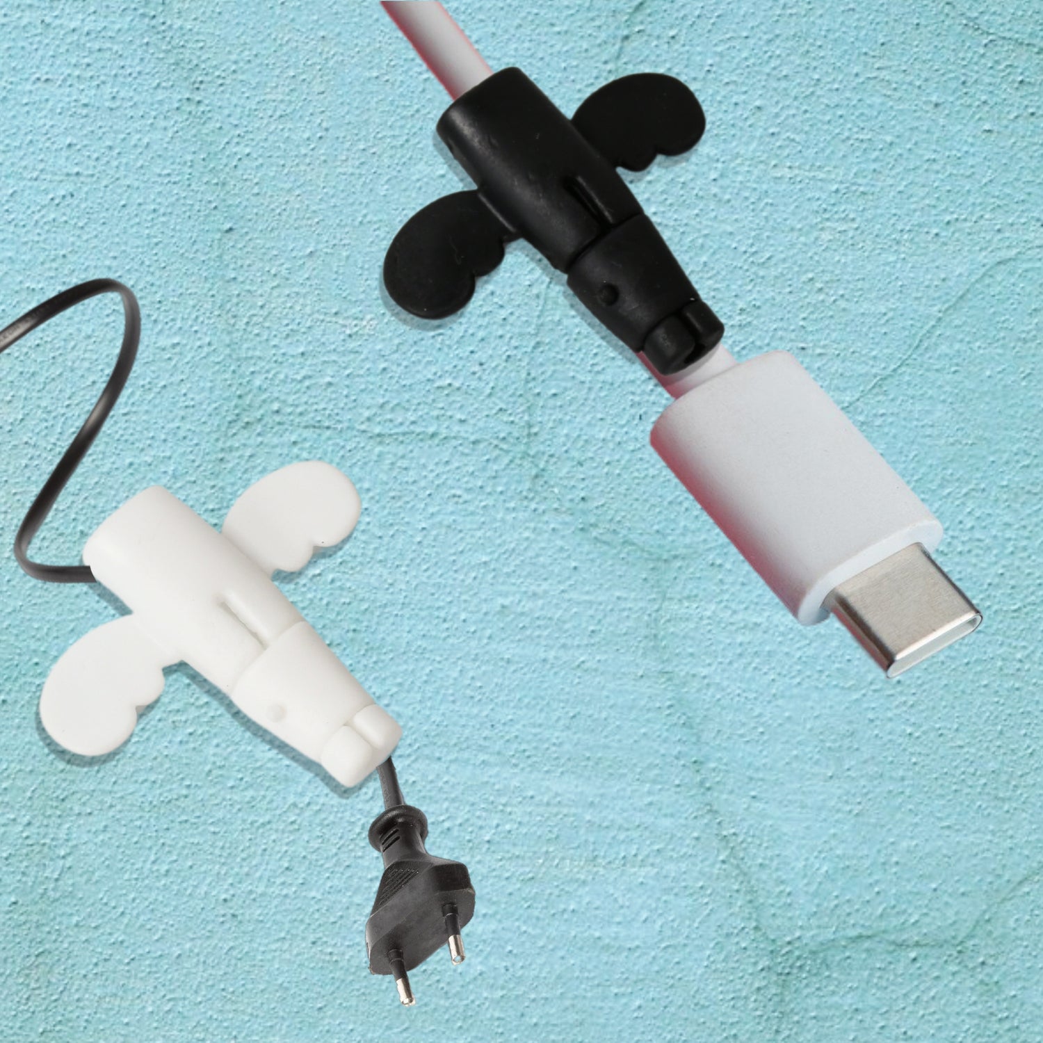 Silicone Data Cable Protector, Angel Data Cable Protective Cover, 2 in 1 Mobile Phone Cord Cord Saver Storage Tool - infinityexculsivestore.com