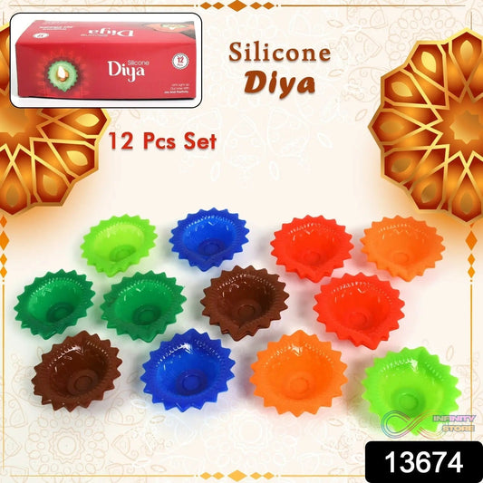Silicone Diya for Diwali Attractive Design Colourful Diya Combo (12 Pcs Set) - infinityexculsivestore.com