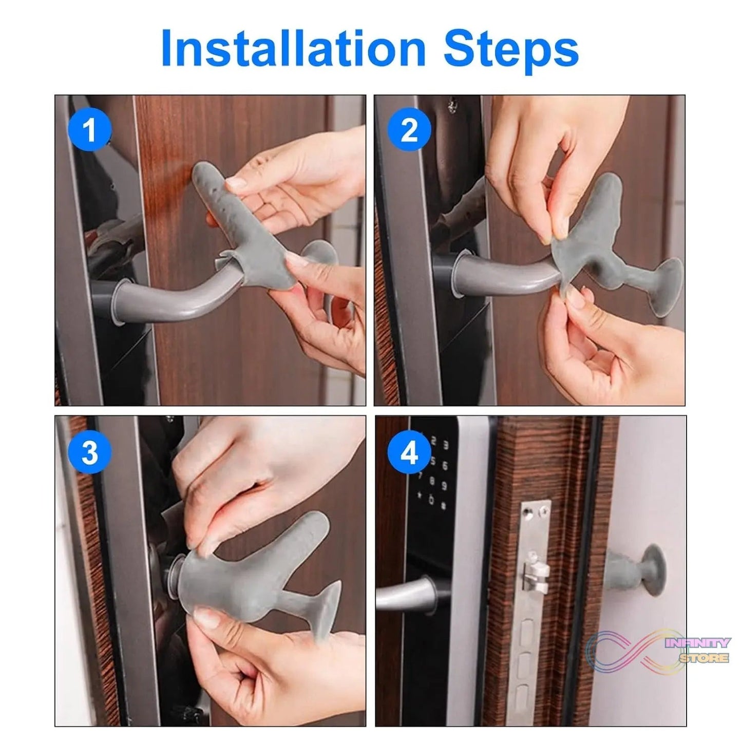 Silicone Door Handle Cover with Suction Cup (1 Pc / Mix Color) - infinityexculsivestore.com