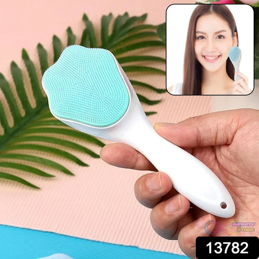 Silicone Face Scrubber Exfoliating Brush, Manual Handheld Facial Cleansing Brush (1 Pc) - infinityexculsivestore.com