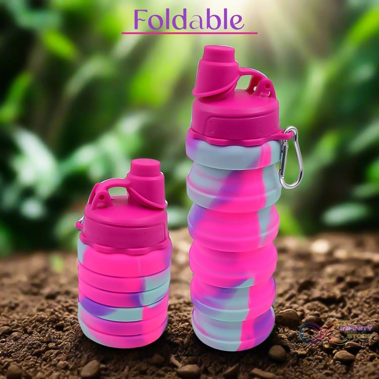 Silicone Foldable Water Bottle (1 Pc / 24 cm Foldable / 500 ML) - infinityexculsivestore.com