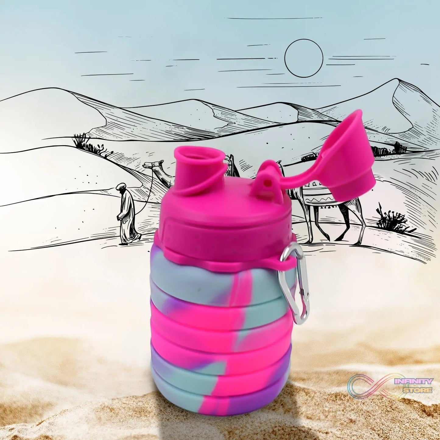 Silicone Foldable Water Bottle (1 Pc / 24 cm Foldable / 500 ML) - infinityexculsivestore.com