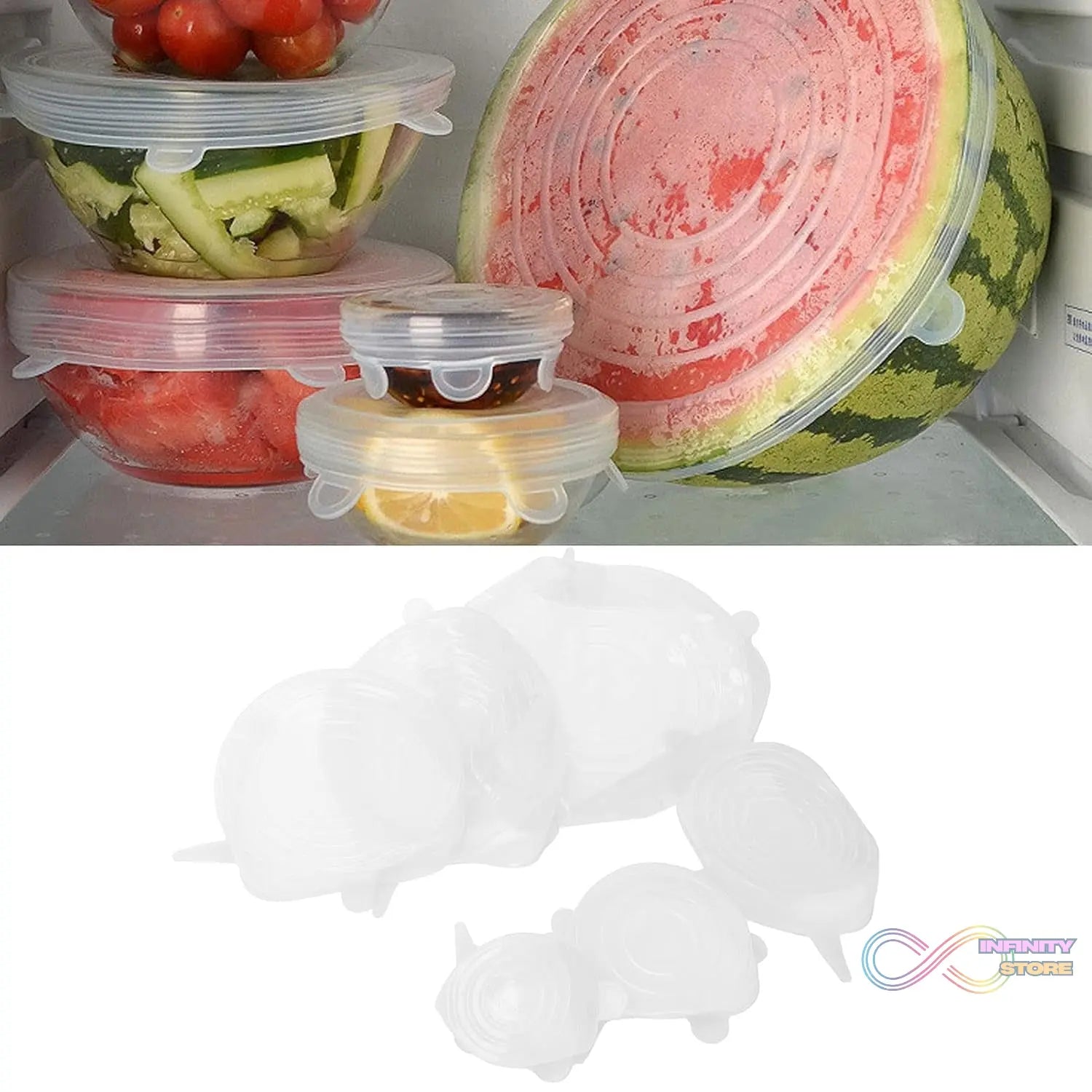 Silicone Food Cover Stretch Lids (6 Pcs Set / 62 Gm) - infinityexculsivestore.com