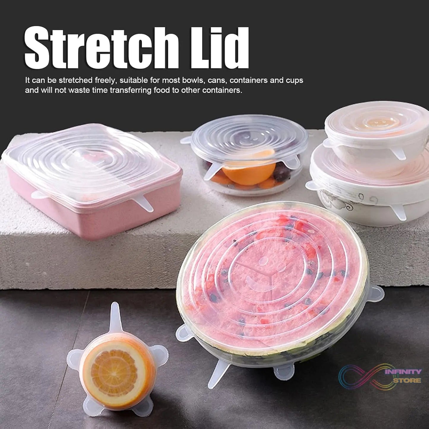 Silicone Food Cover Stretch Lids (6 Pcs Set / 62 Gm) - infinityexculsivestore.com
