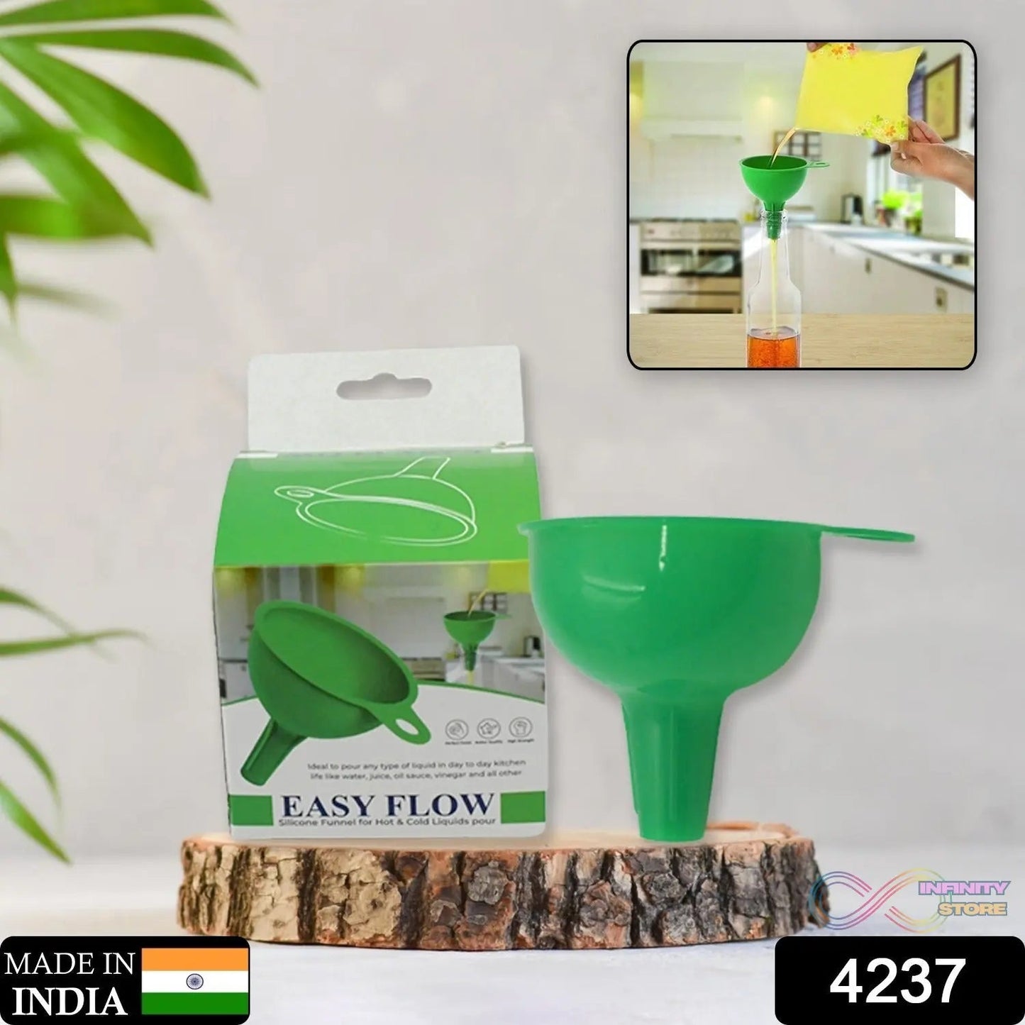 Silicone Funnel For Pouring Oil, Sauce, Water, Juice And Small Food - Grains (1 Pc Green) - infinityexculsivestore.com