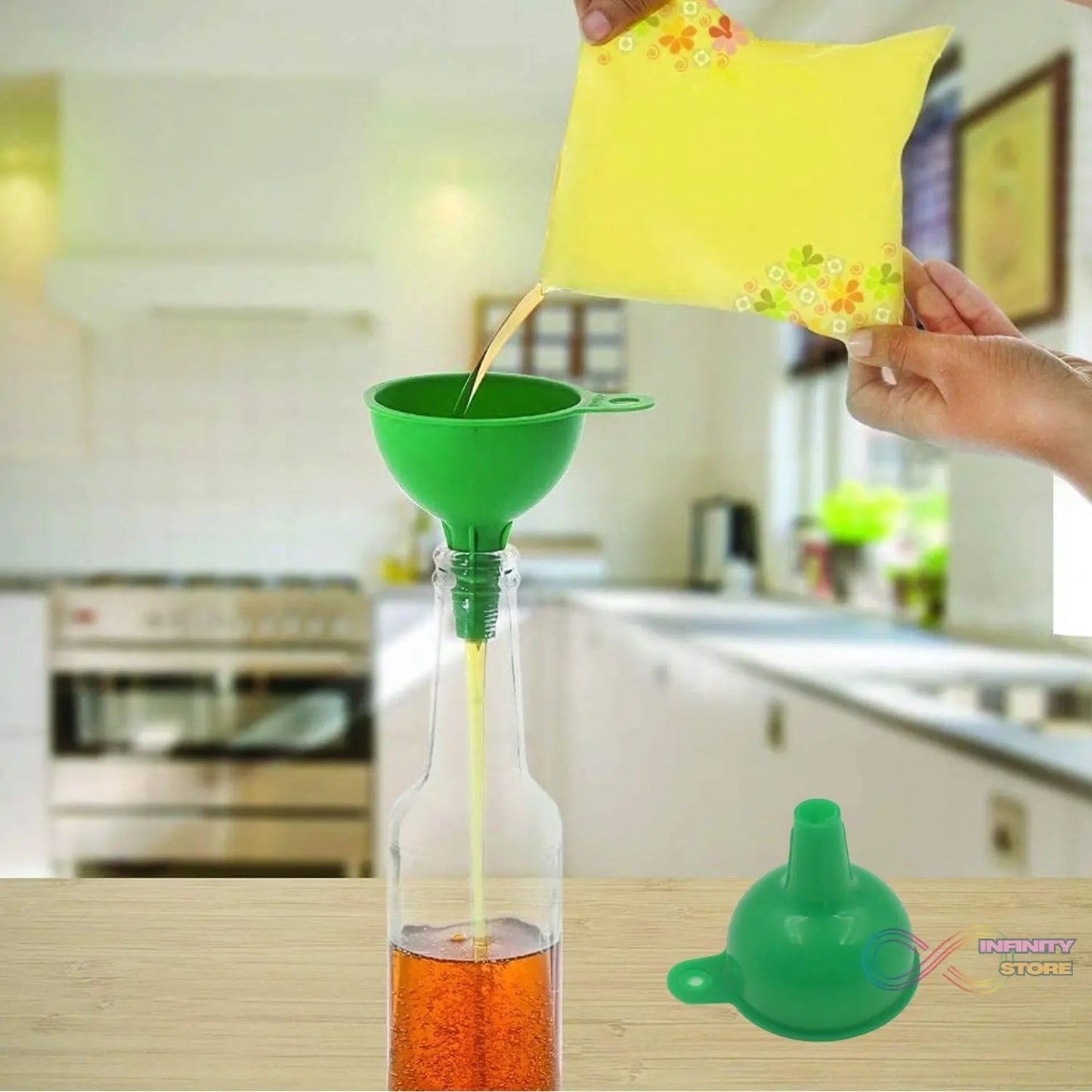 Silicone Funnel For Pouring Oil, Sauce, Water, Juice And Small Food - Grains (1 Pc Green) - infinityexculsivestore.com