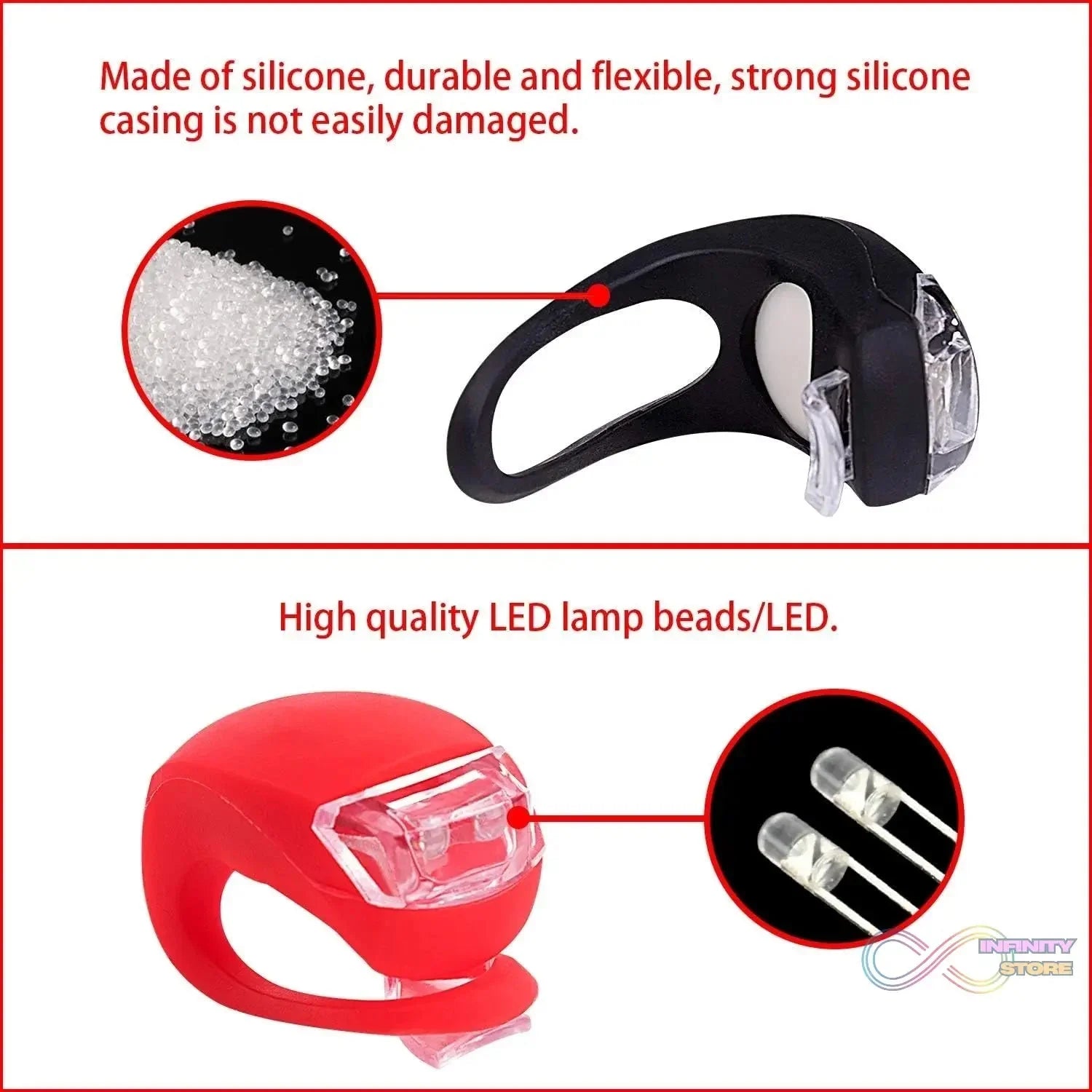 Silicone LED Bike Light Set (2 Pcs Set) - infinityexculsivestore.com