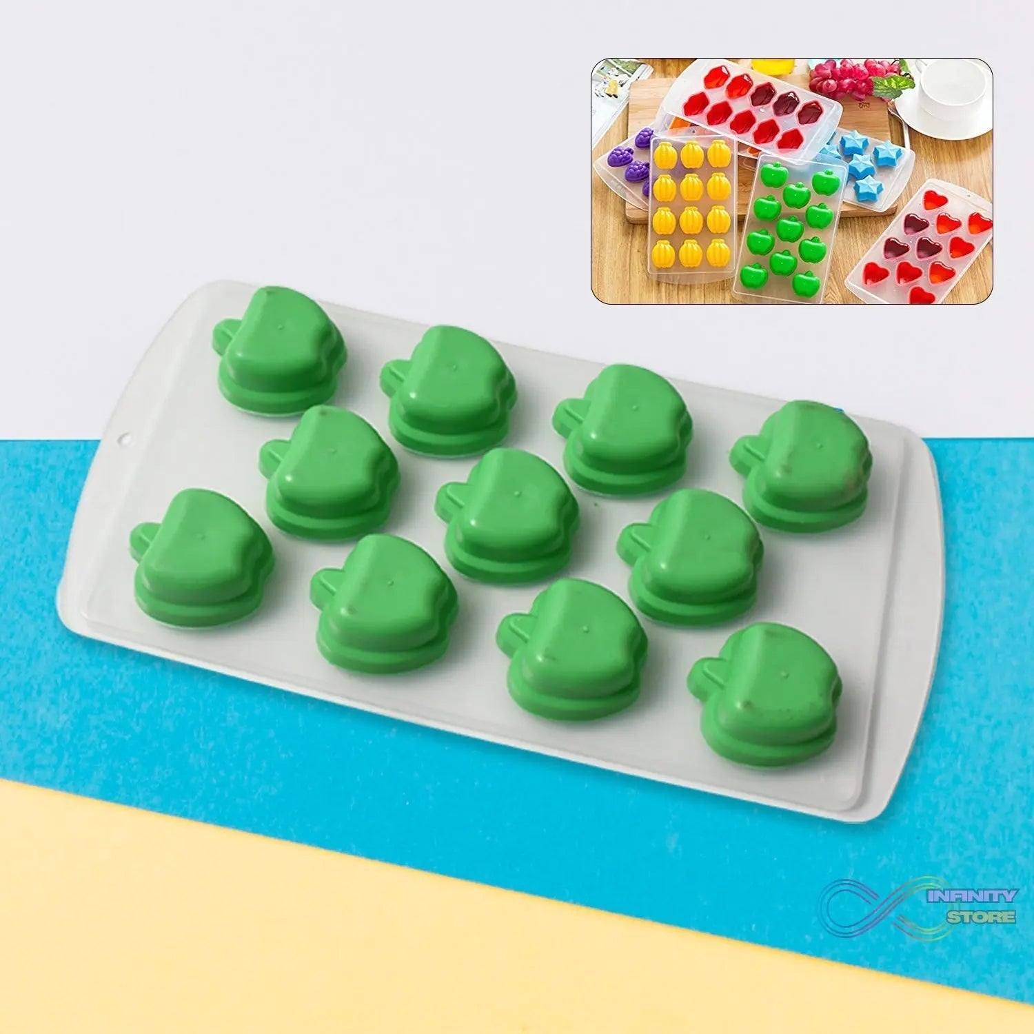 Silicone Mold Ice Cube Tray Creative Sweet Multi Type Ice Tray , Ice Cube Trays Multi Fruit Shape Ice Tray (1 Pc) - infinityexculsivestore.com
