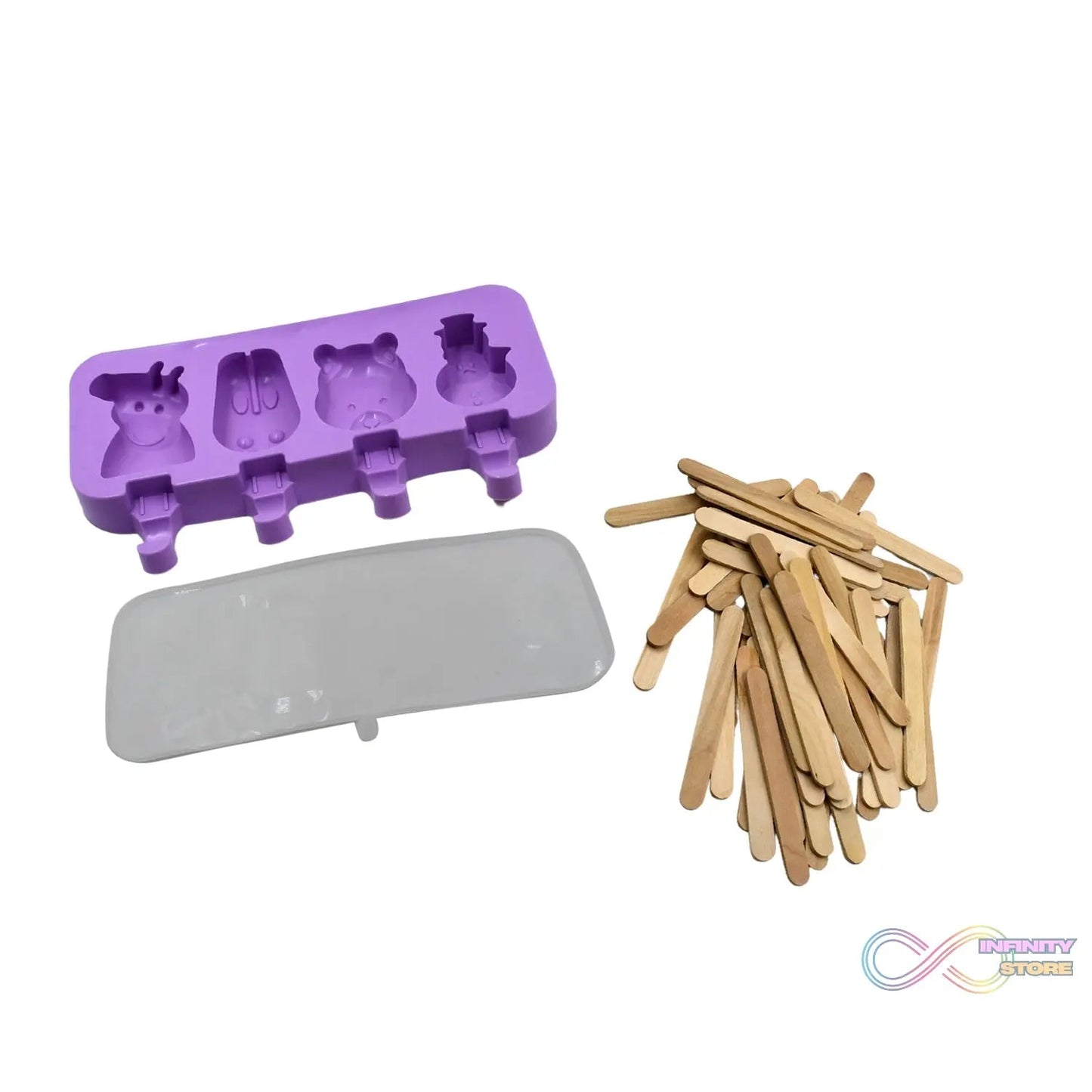 Silicone Popsicle Molds Ice Cream Pop Molds 4 Cavities with Lids 50 Pack Sticks for Kids Ice cube Maker Easy Release - infinityexculsivestore.com