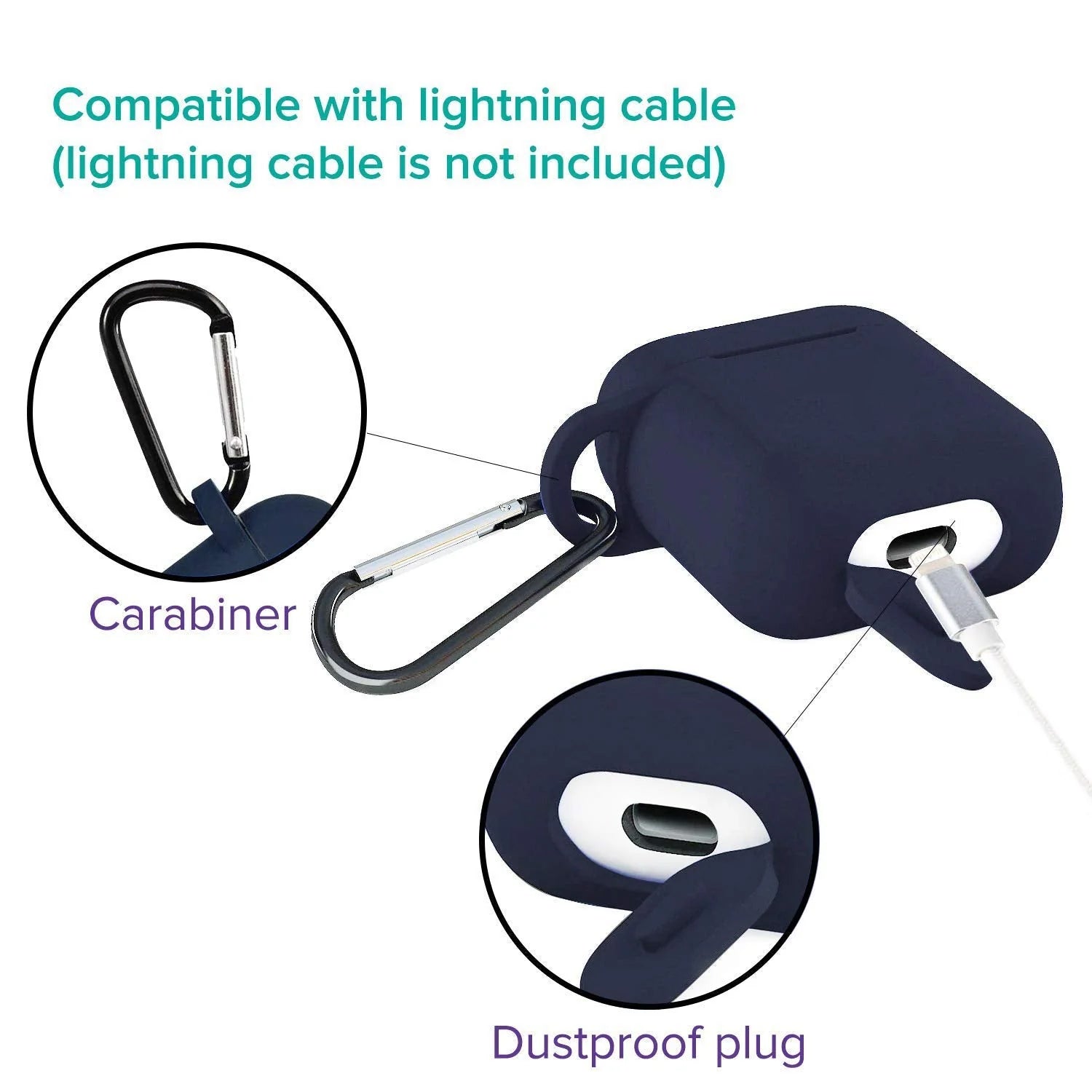 Silicone Shockproof Protection Wireless Headphones Carrying Box Cover with Metal Keychain - infinityexculsivestore.com