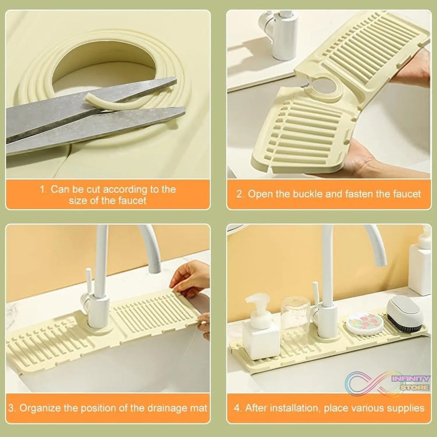 Silicone Sink Faucet Pad / Mat (1 Pc / 33x12 Cm) - infinityexculsivestore.com