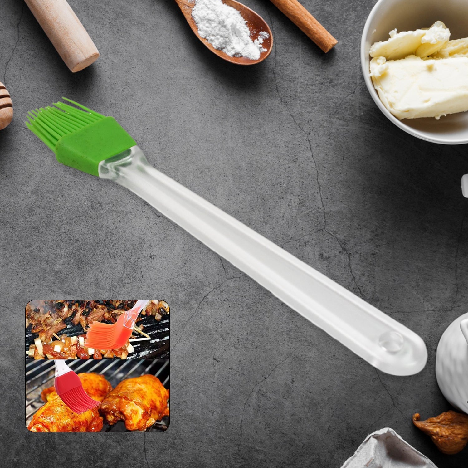 Silicone Spatula and Pastry Brush Special Brush for Kitchen Use (1 Pc / 23 Cm) - infinityexculsivestore.com