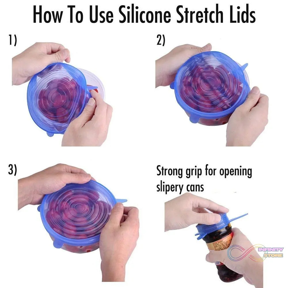 Set of flexible silicone lids