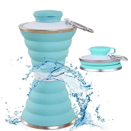 Silicone Traveling Water Bottle BPA Free - Leak Proof Lightweight Collapsible - Small Folding Refillable and Space Saver for Camping Gym Sports Hiking Biking Yoga Outdoor - infinityexculsivestore.com