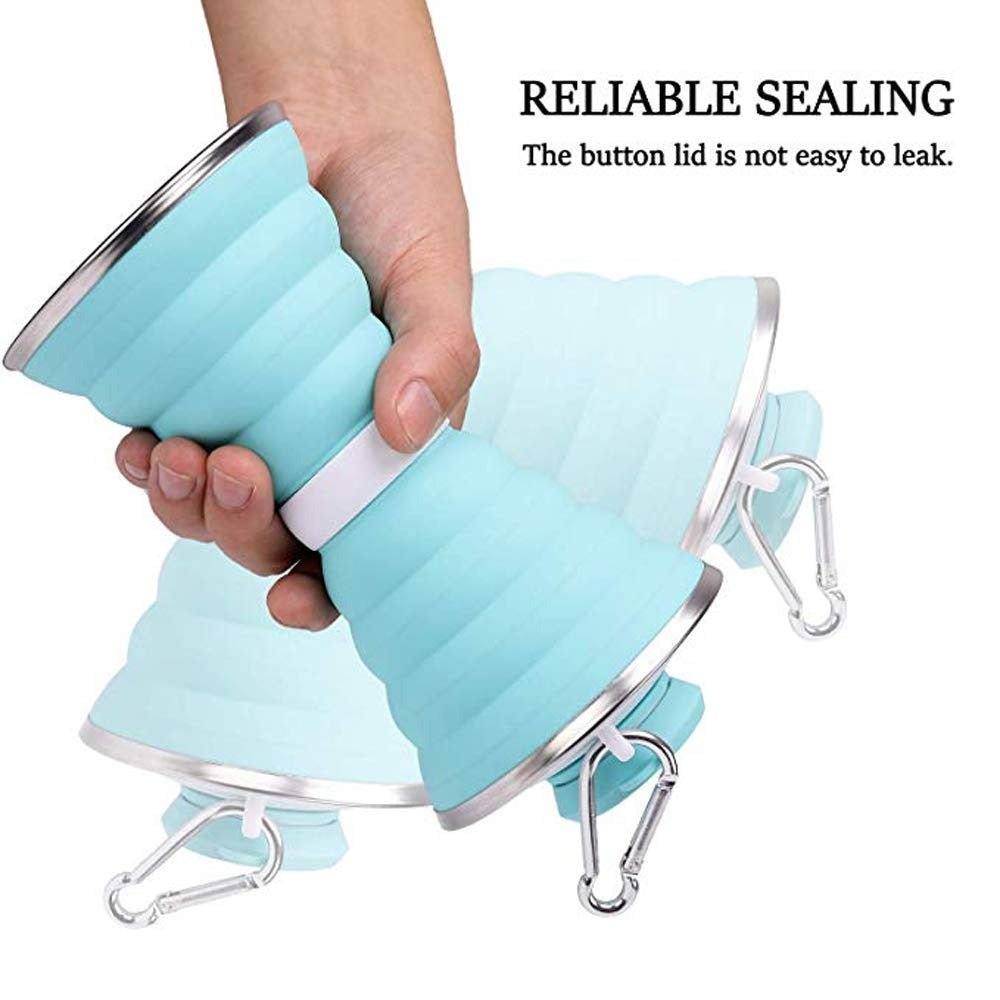 Silicone Traveling Water Bottle BPA Free - Leak Proof Lightweight Collapsible - Small Folding Refillable and Space Saver for Camping Gym Sports Hiking Biking Yoga Outdoor - infinityexculsivestore.com