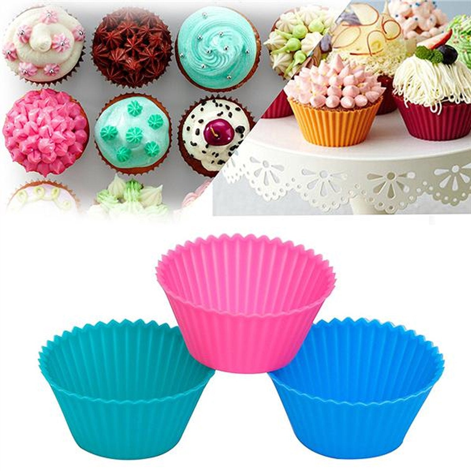 Silicone cupcake Shaped Baking Mold Fondant Cake Tool Chocolate Candy Cookies Pastry Soap Moulds (6 pc) - infinityexculsivestore.com