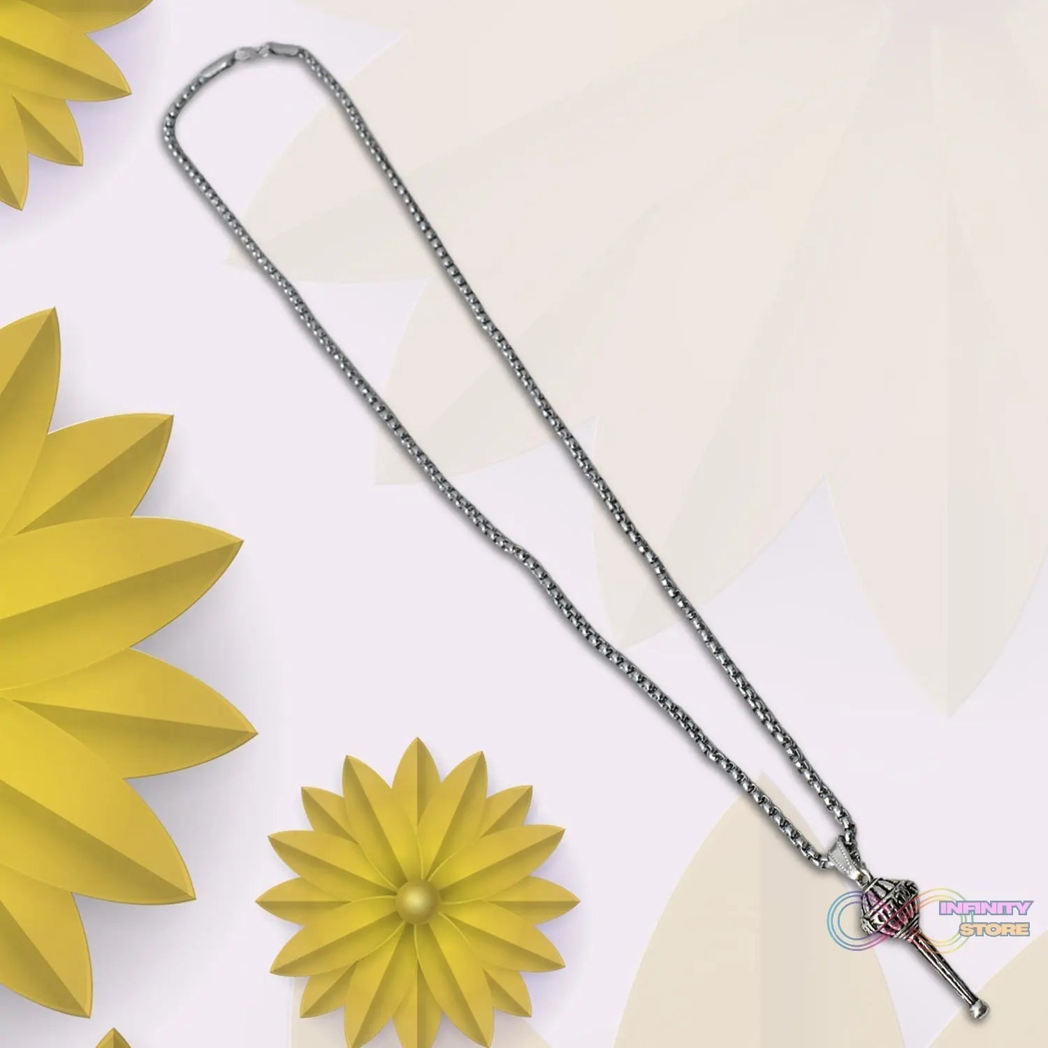 Silver Chain With Gada Pendant / Locket (1 Pc) - infinityexculsivestore.com