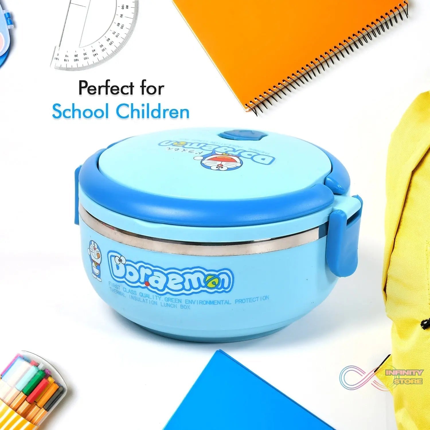 Single Layer Doraemon Steel Lunch Box High Quality Premium Lunch Box For Office & School Use - infinityexculsivestore.com