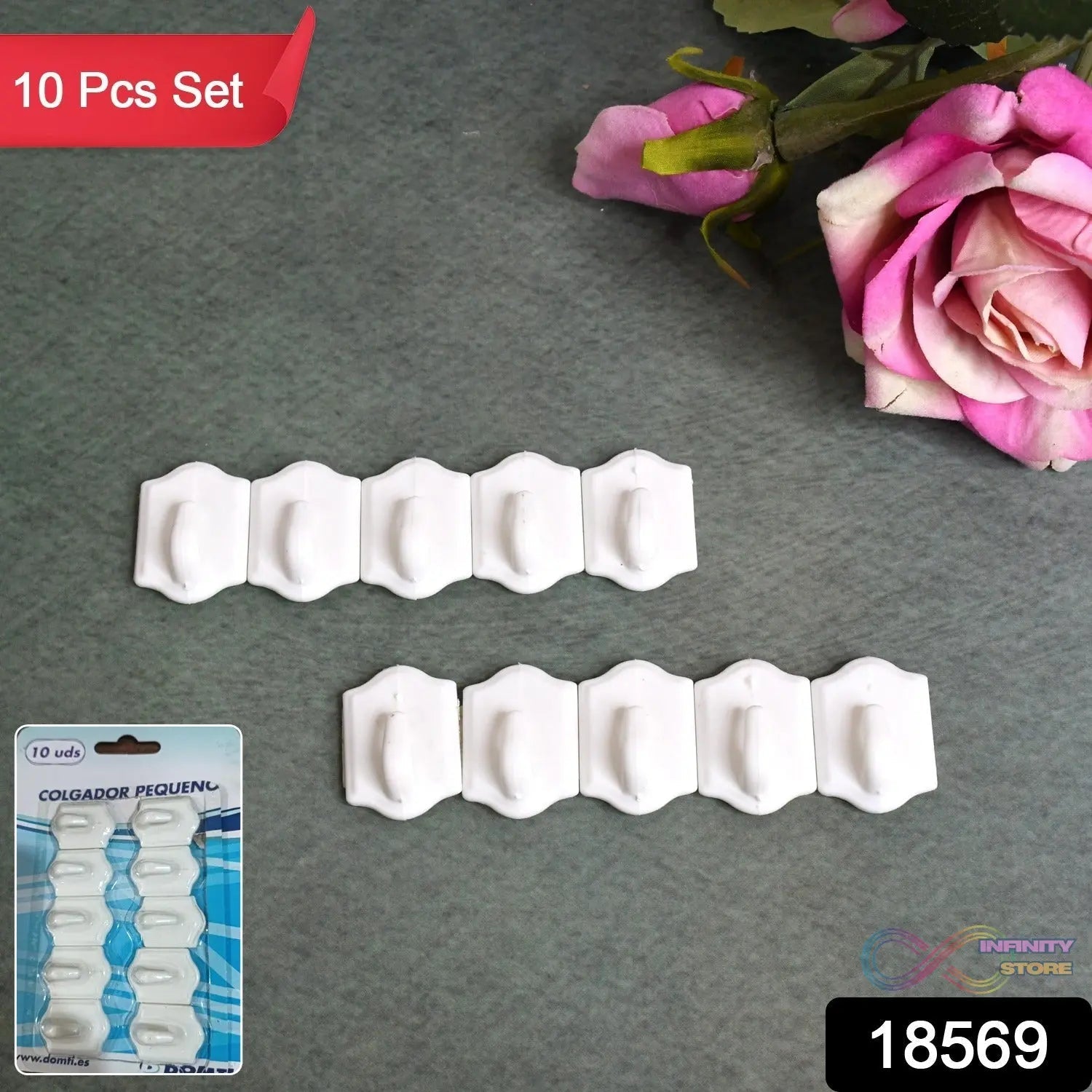 Small Adhesive Hooks for Wall Hanging Adhesive Hooks (10 pcs Set) - infinityexculsivestore.com