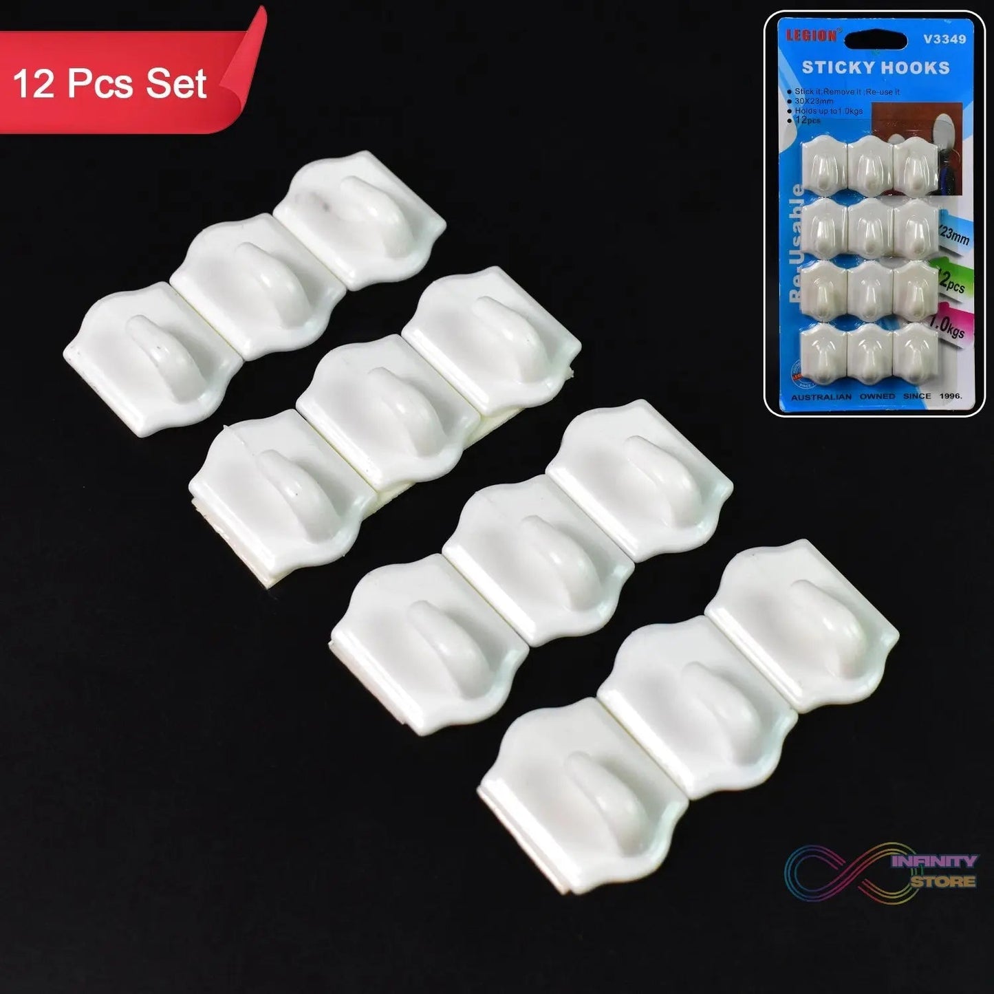 Small Adhesive Hooks for Wall Hanging Adhesive Hooks (12 pcs Set) - infinityexculsivestore.com