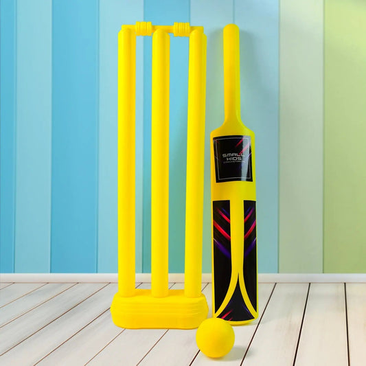 Small Cricket Kit for Boys & Girls, Cricket Set with 1 Cricket Bat, 1 Plastic Ball, Bails, 3 Stumps with Stand Base - infinityexculsivestore.com