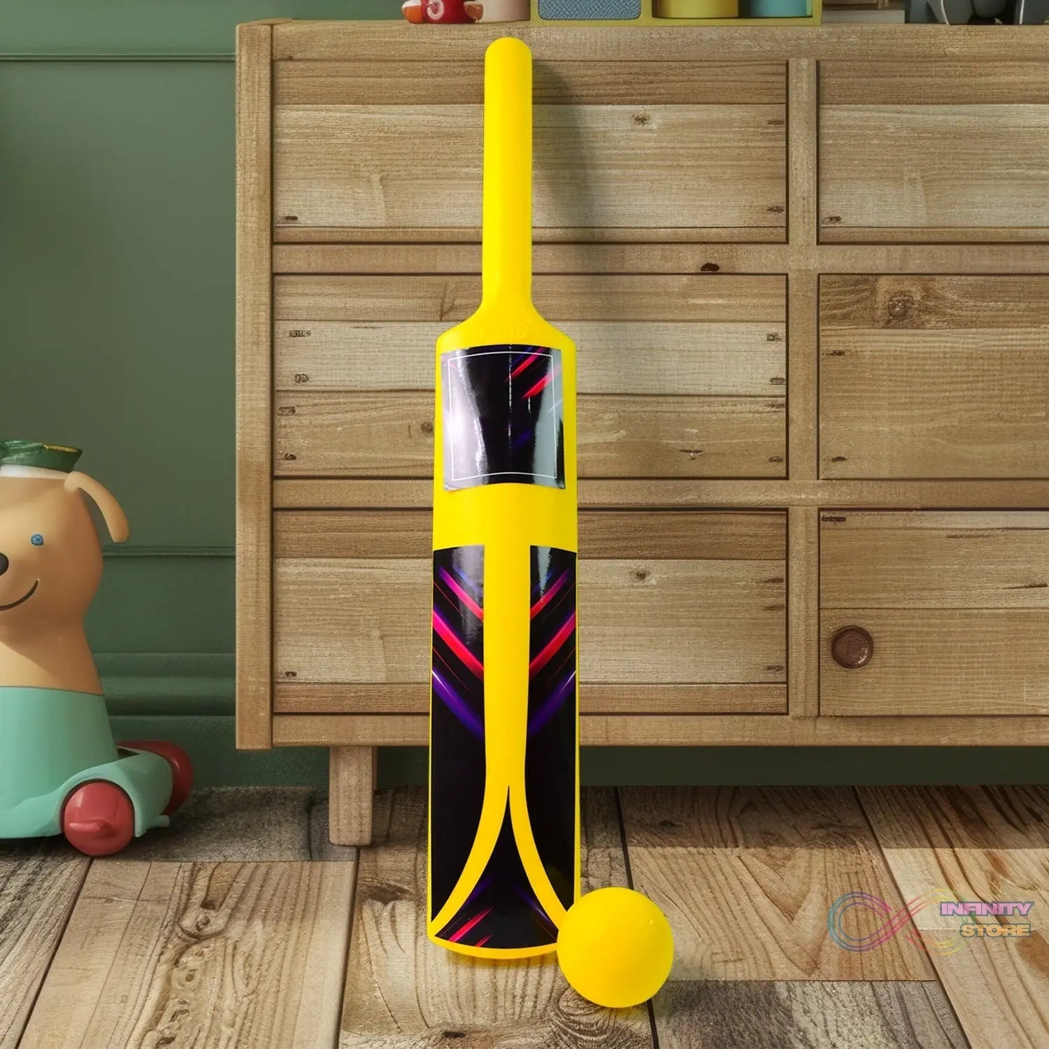 Small Cricket Kit for Boys & Girls, Cricket Set with 1 Cricket Bat, 1 Plastic Ball, Bails, 3 Stumps with Stand Base - infinityexculsivestore.com